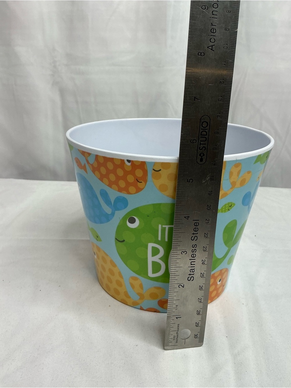 0009- Set of 3 Baby Shower Party Tub - It's A Boy Blue and Green Whale Design - Picture 4 of 5